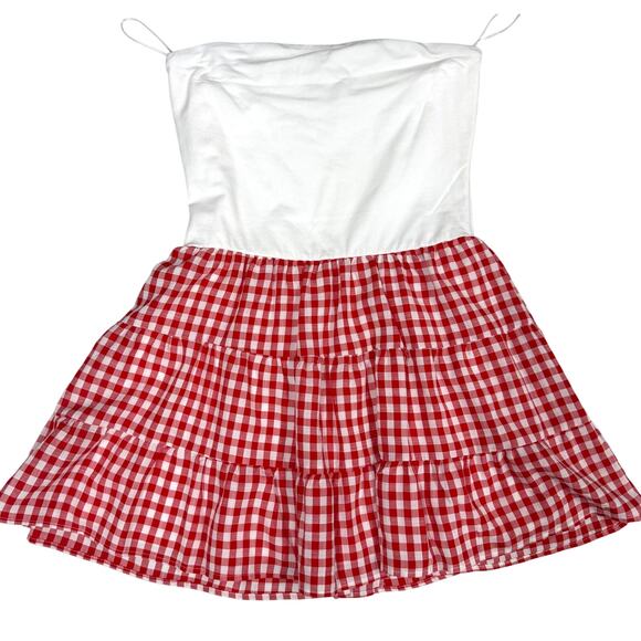 thirty/thirty Dresses & Skirts - NWT Thirty Thirty LA Gingham Tiered Strapless Sundress Cottagecore Dress L